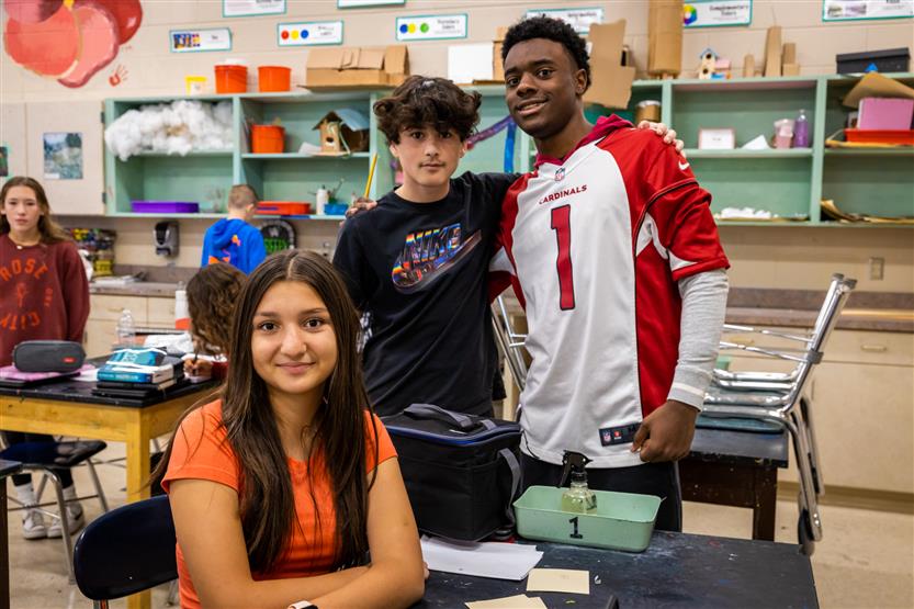 Students in art class